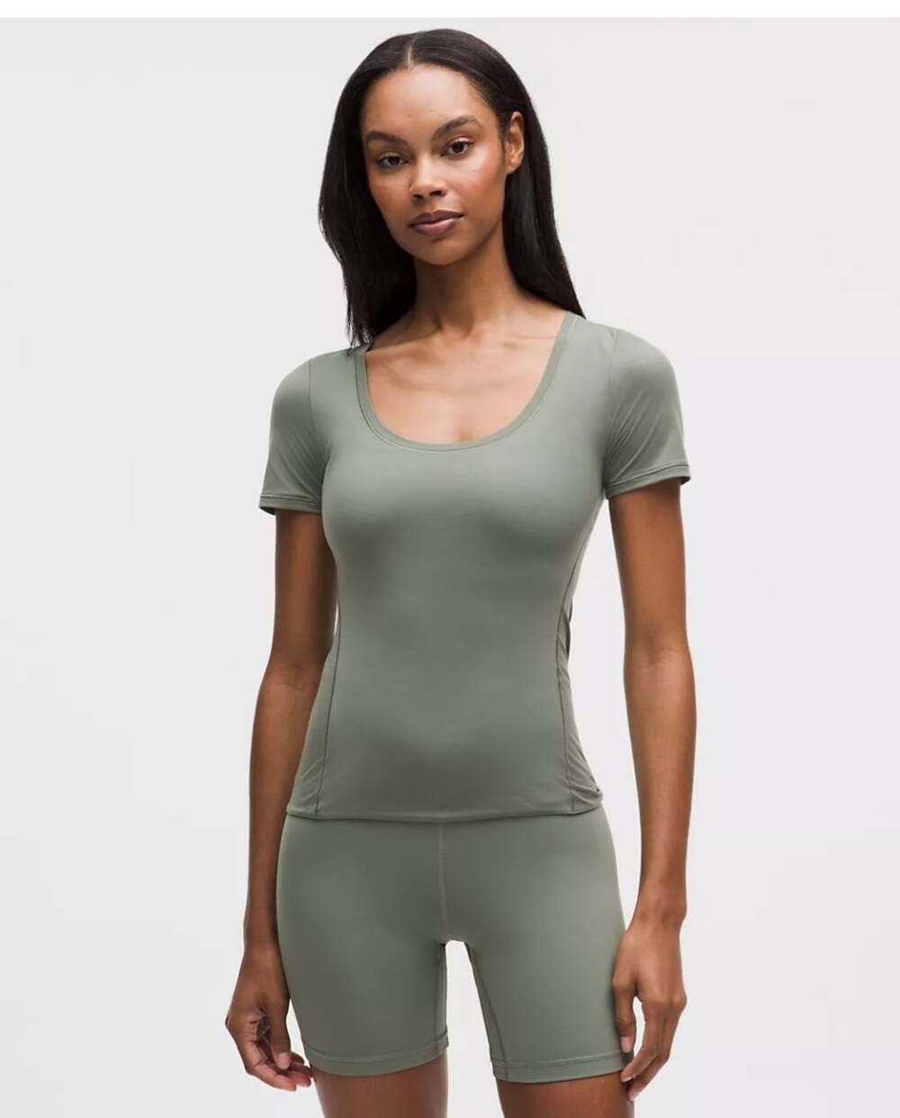 064 Lululemon Ultra Soft Nulu Wundermost Scoopneck Tee Size S Willow Green